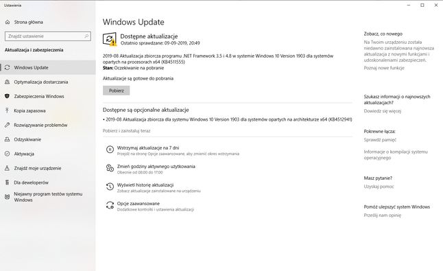 Windows Update – to tutaj można sprawdzić dostępność aktualizacji Windows 10.