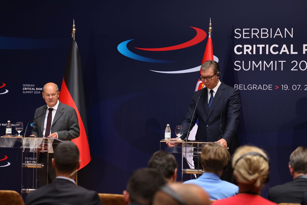 Chancellor of Germany Olaf Scholz and President of Serbia Aleksandar Vucic