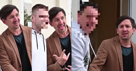 Poirytowany Maciej Rock stroi miny przy fanach