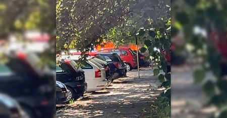 Strażacy otrzymali zgłoszenie o pożarze śmietnika, palił się samochód. Przy aucie leżał mężczyzna