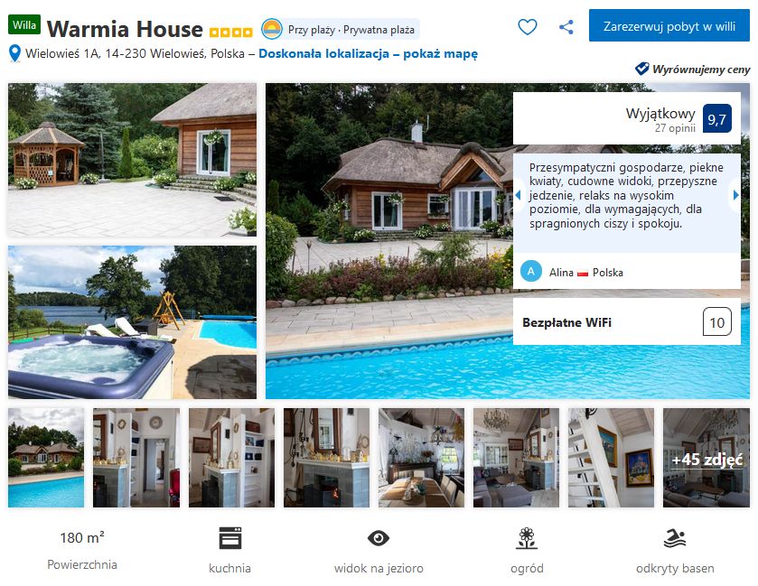 Willa Edyty i Cezarego Pazurów na serwisie Booking.com