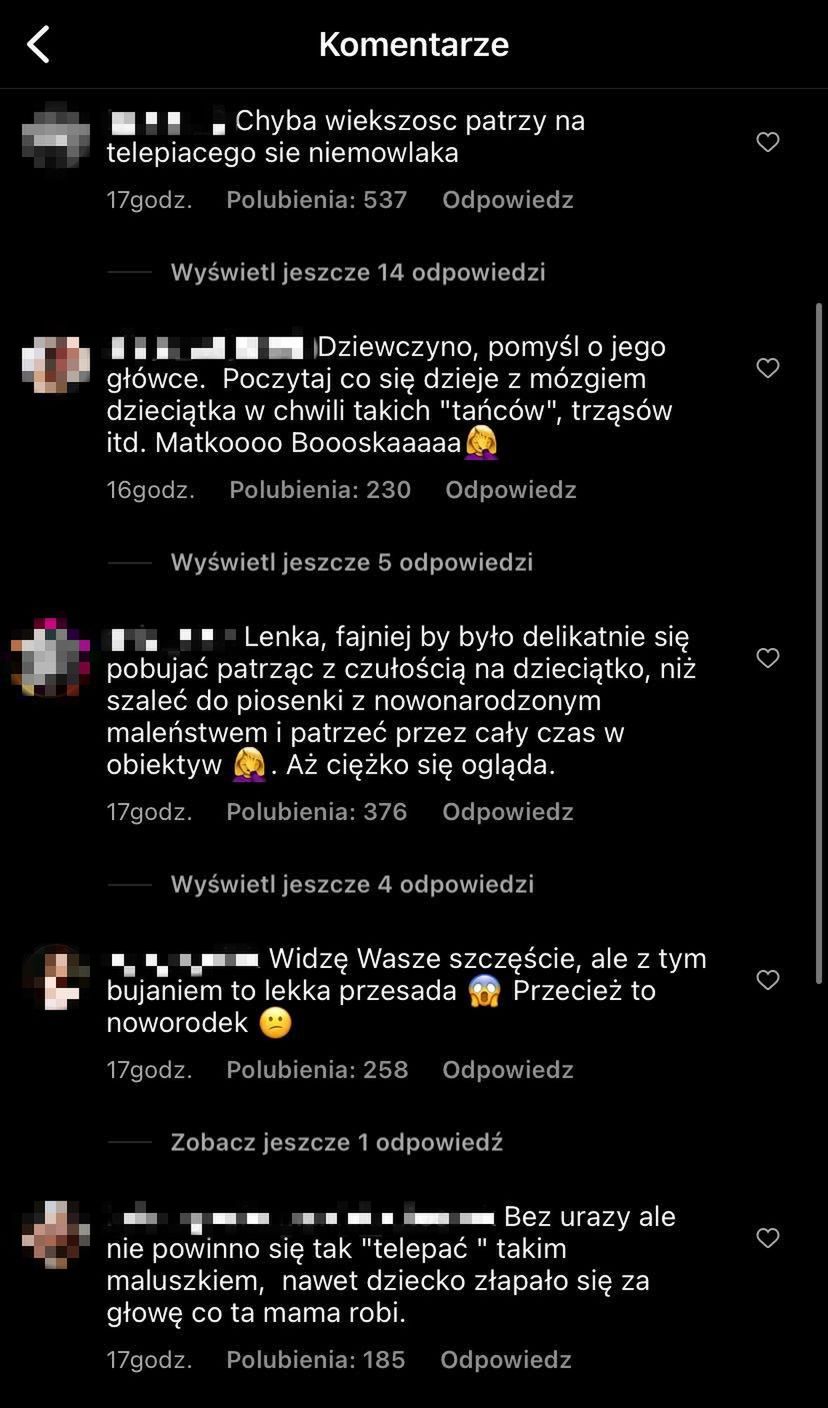 Lenka Klimentova tańczy z noworodkiem 