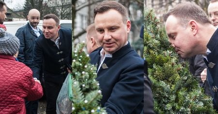 Andrzej Duda wybiera choinki, robiąc przy tym słodkie minki (ZDJĘCIA)