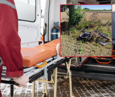 Nastolatkowie rozbili się motocyklem na drzewie