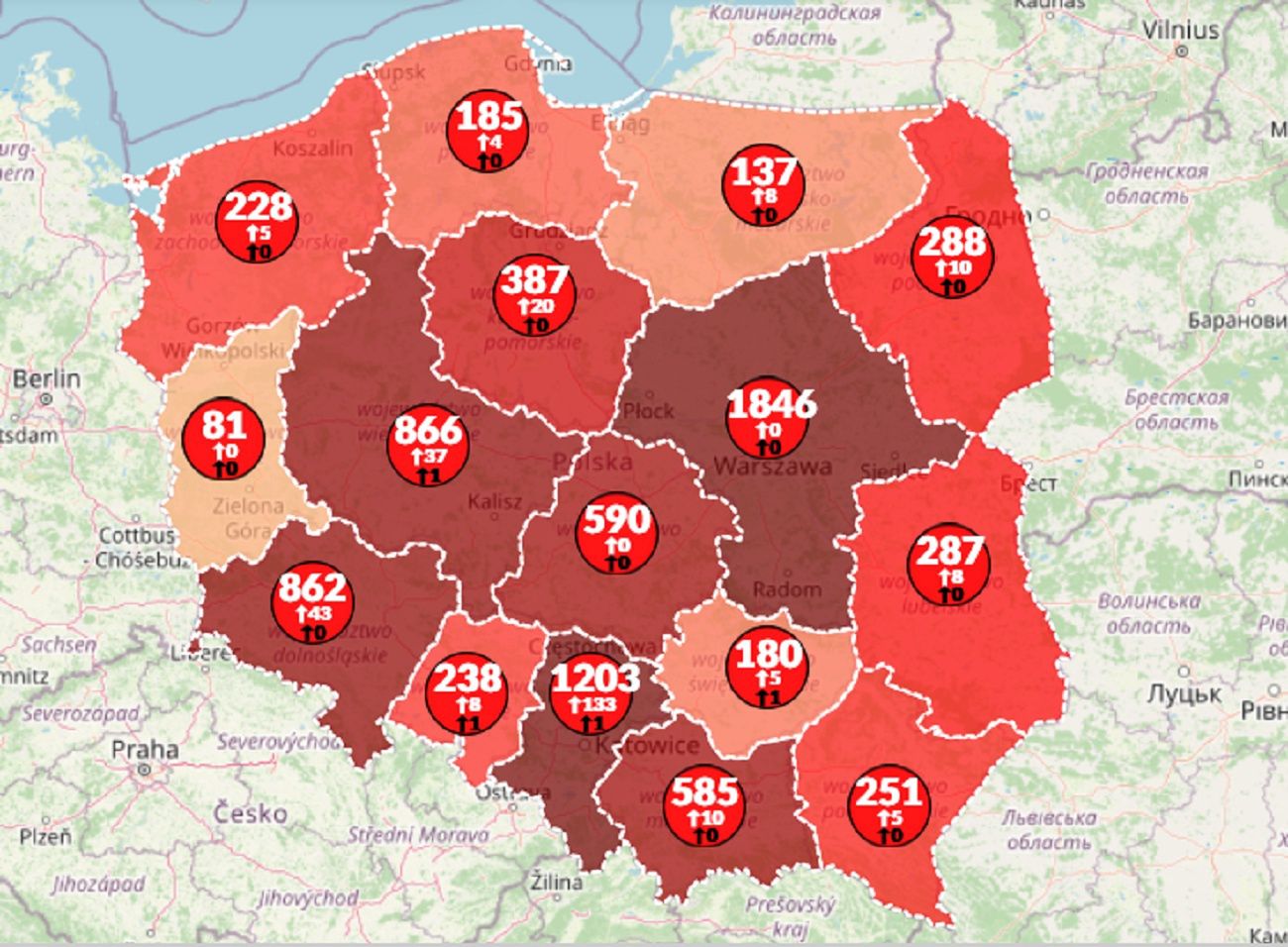 Mapa koronawirusa w Polsce