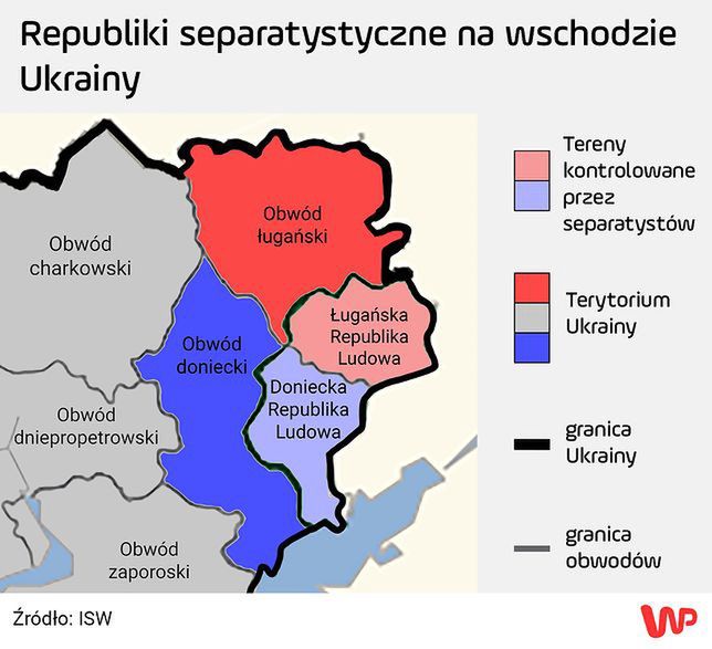 Tereny Ukrainy zajęte przez separatystów