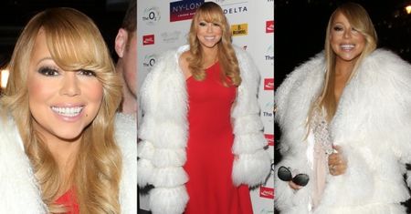 Mariah Carey w białym futrze i sukience za 25 tysięcy (ZDJĘCIA)