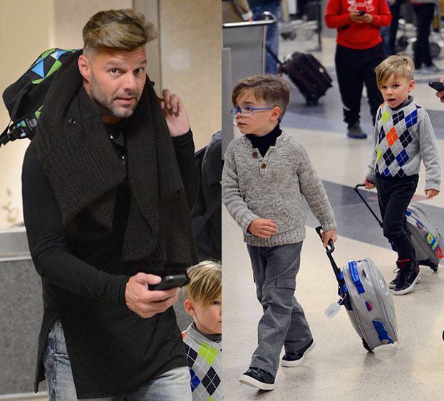 Ricky Martin na lotnisku z synami!
