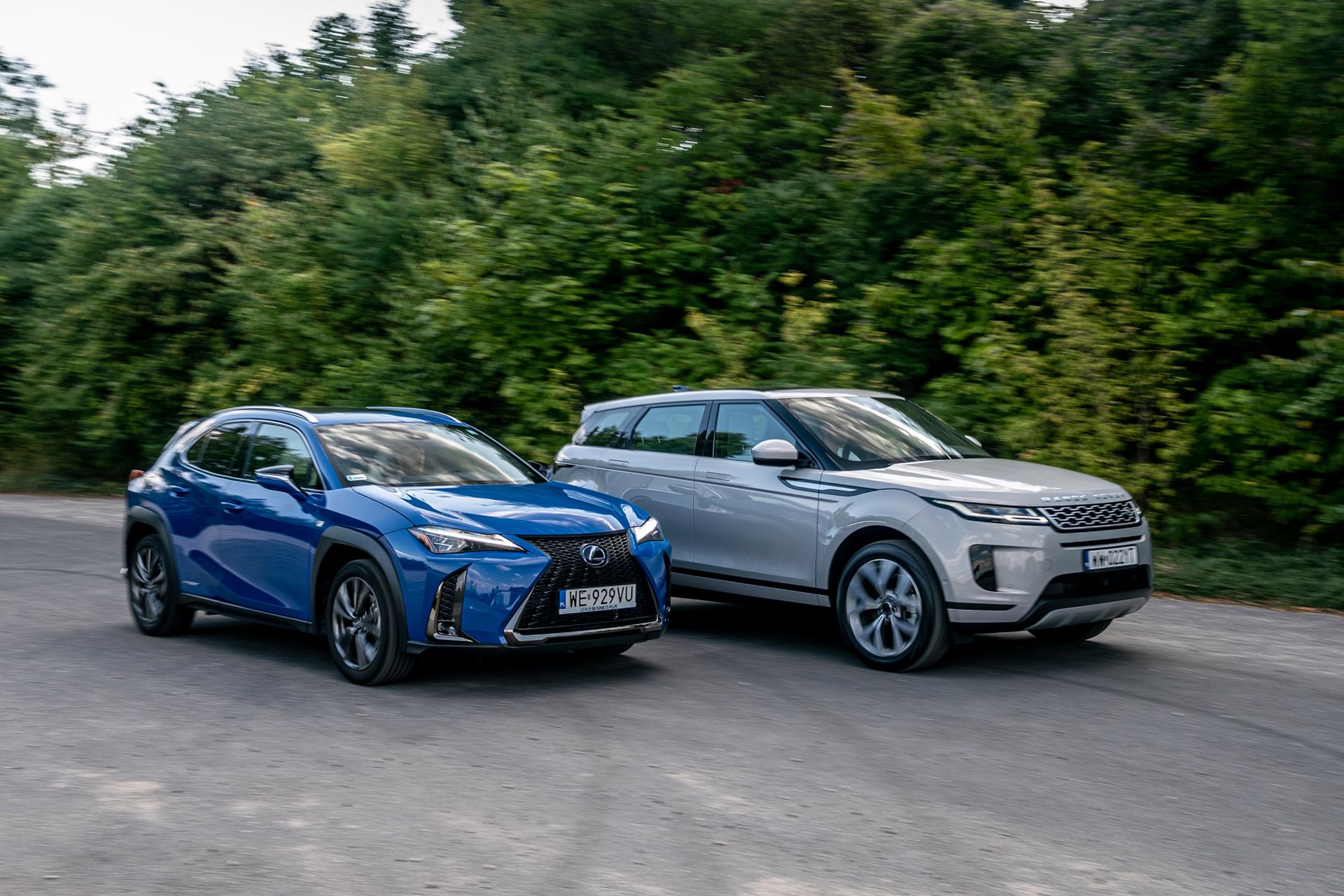 Mini Countryman Cooper S E, Range Rover Evoque D180 i Lexus UX 250h (fot. Błażej Żuławski)