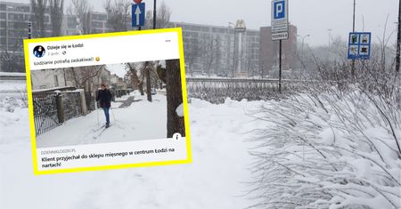 Łodzianin pojechał po mięso na nartach. "Ekspedientka się zdziwiła"