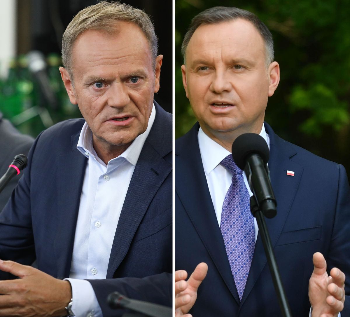 Donald Tusk i Andrzej Duda. Największe szanse na utworzenie gabinetu ma zapowiadana koalicja, której liderem jest przewodniczący KO