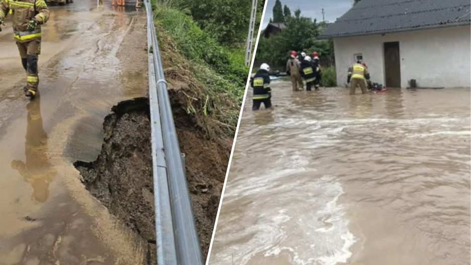 Ulewne deszcze przeszły przez Lubelszczyznę. W Bychawce Pierwszej osunął się asfalt