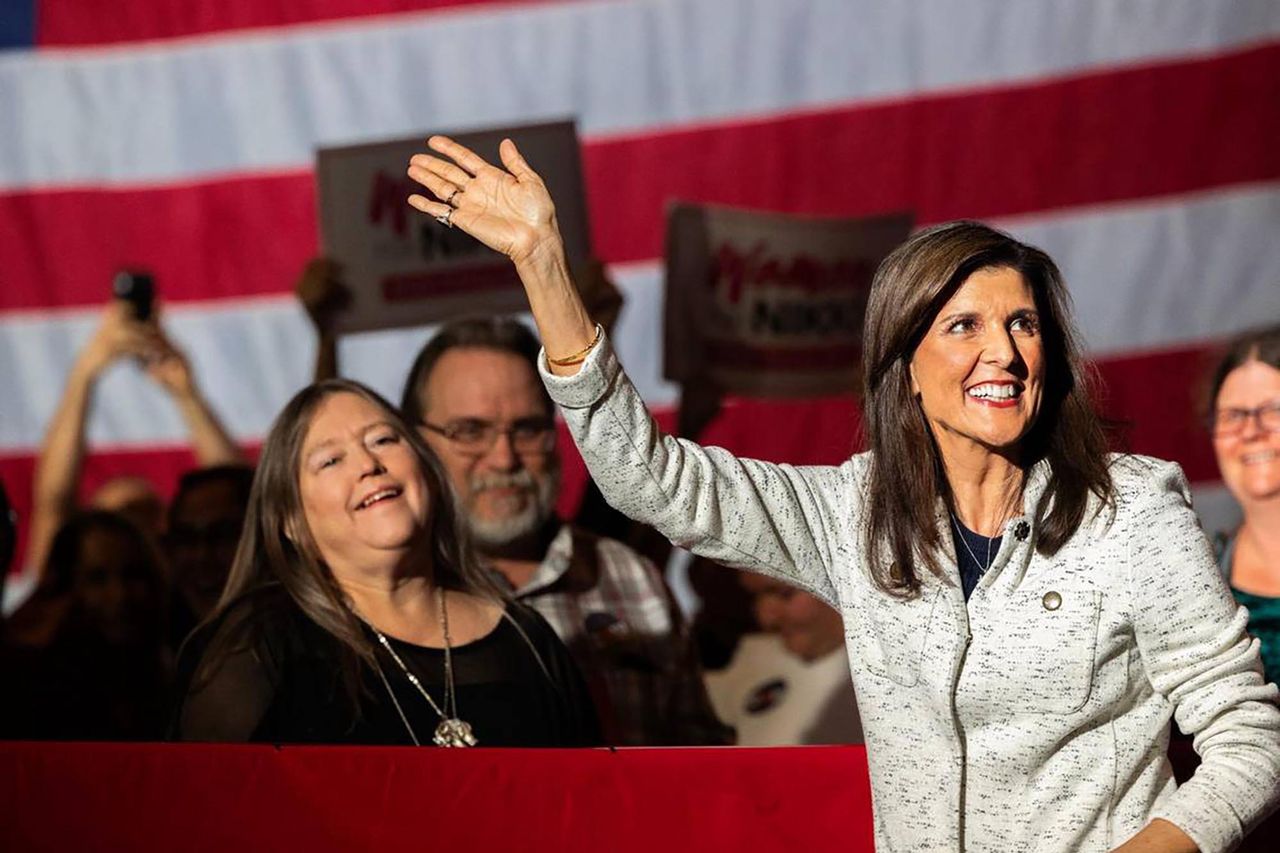 Presidential primary candidate and former South Carolina Gov. Nikki Haley speaks to supporters in North Charleston, South Carolina, on Jan. 24, 2024. (Joshua Boucher/The State/Tribune News Service via Getty Images)
