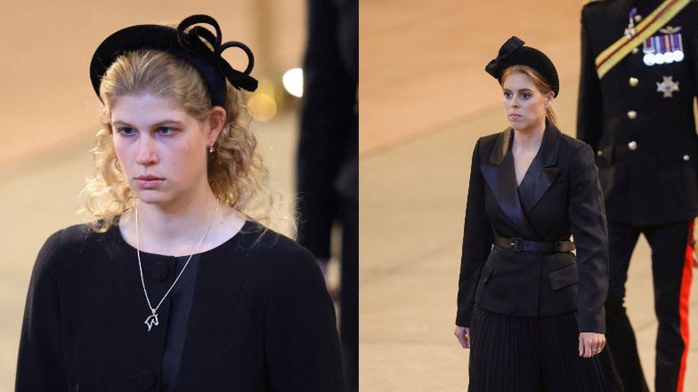 Wnuki królowej Elżbiety II przy jej trumnie