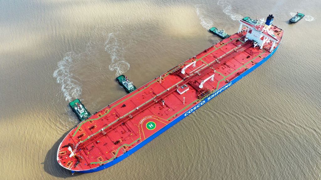 Oil Tanker At Terminal In Zhoushan
ZHOUSHAN, CHINA - NOVEMBER 04: Tugboats push the oil tanker 'COSGREAT LAKE' to a reception terminal operated by China Petrochemical Corporation (Sinopec Group) on November 4, 2020 in Zhoushan, Zhejiang Province of China. (Photo by Yao Feng/VCG via Getty Images)
VCG
china
