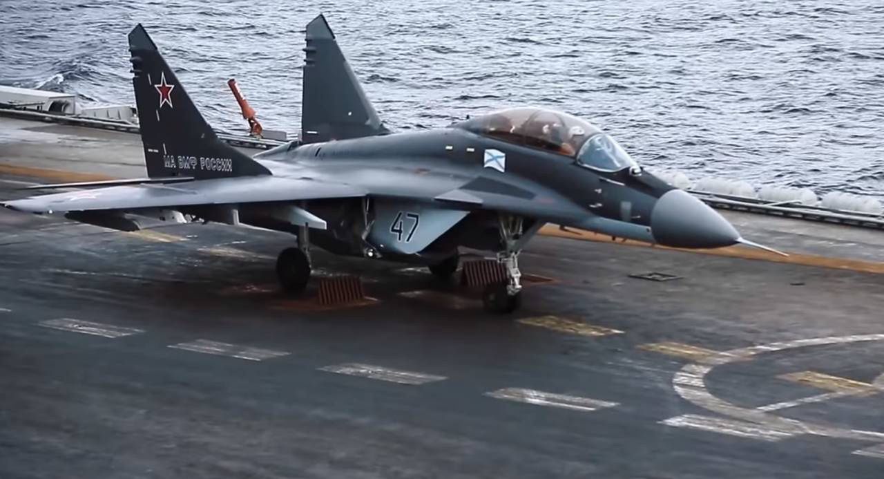 MiG-29K on the deck of an aircraft carrier