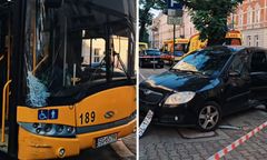 Pasażerowie przeżyli chwile grozy. Autobus zderzył się z osobówką