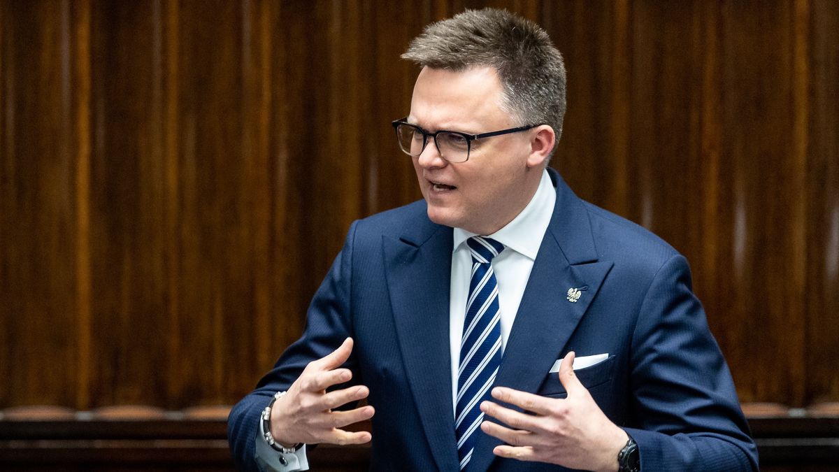 Szymon Holownia, Marshal of the Sejm of the, Republic of Poland during Inter-Parliamentary Conference for the Common Foreign and Security Policy and the Common Security and Defence Policy in Warsaw Poland on 24 March 2025. (Photo by Foto Olimpik/NurPhoto via Getty Images)