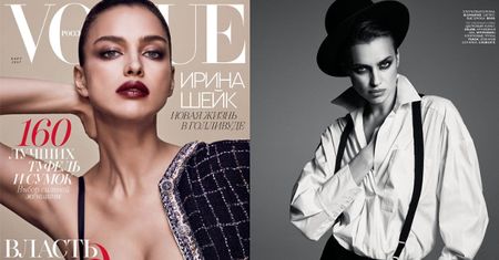 Irina Shayk w koszuli i krawacie
