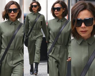 #TRENDY: Victoria Beckham w oliwkowym komplecie