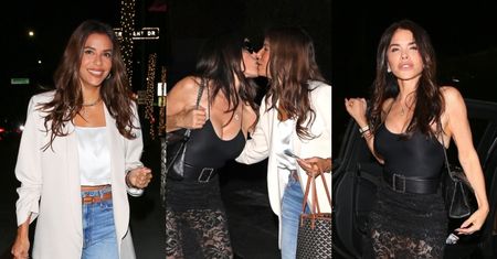 Lauren Sanchez wita się z Evą Longorią SOCZYSTYM CAŁUSEM przed wspólną kolacją. Przyjaciółki na zabój?