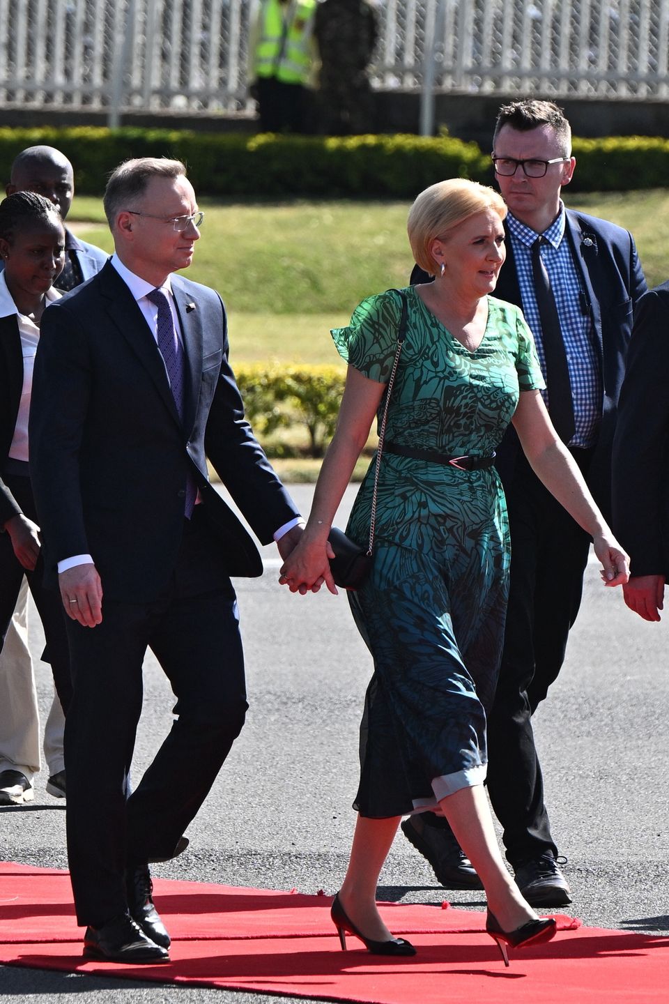 Andrzej Duda i Agata Duda po przylocie do Rwandy