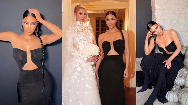 Internauci krytykują sukienkę Kim Kardashian ze ślubu Paris Hilton