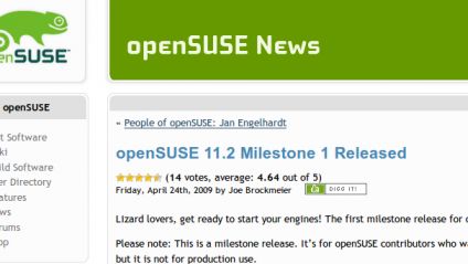 Wydano openSUSE 11.2 Milestone 1 - pozytywne aktualizacje 1
