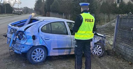 Łuczynów: 22-latek stracił panowanie i staranował ogrodzenie