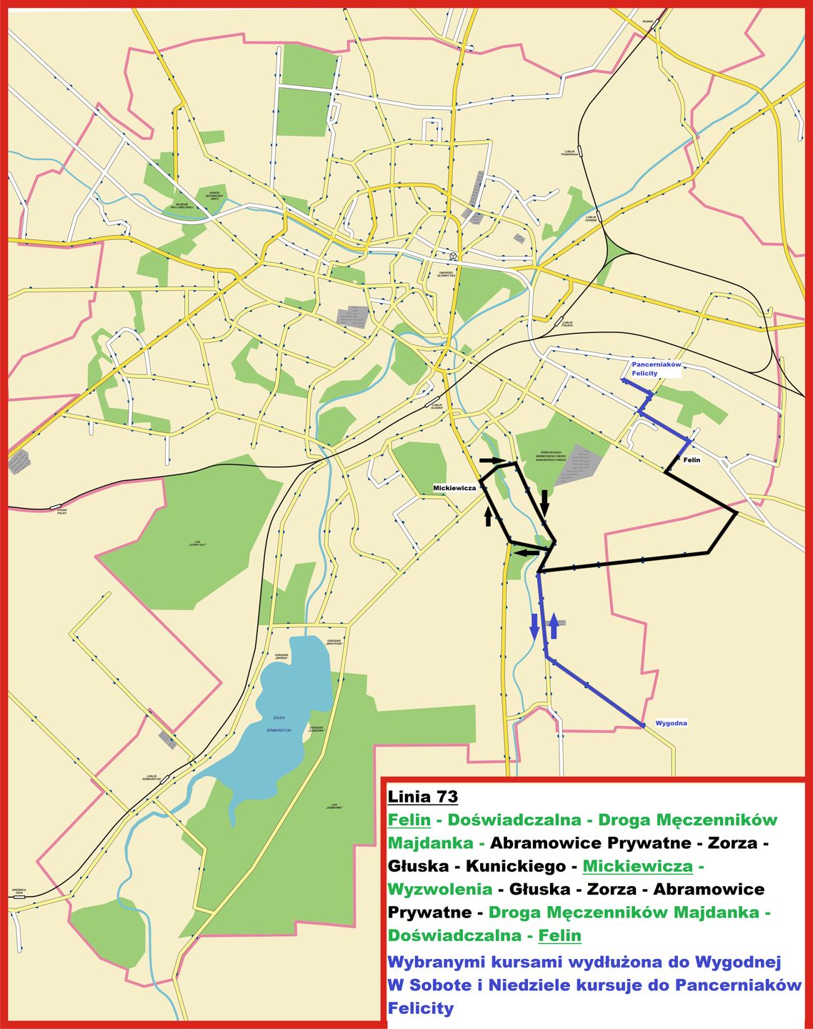 Mapa Linii 73