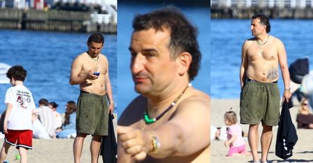 Michał Koterski świeci WIELKIM TATUAŻEM na brzuchu podczas majówki z synem w Sopocie (ZDJĘCIA)