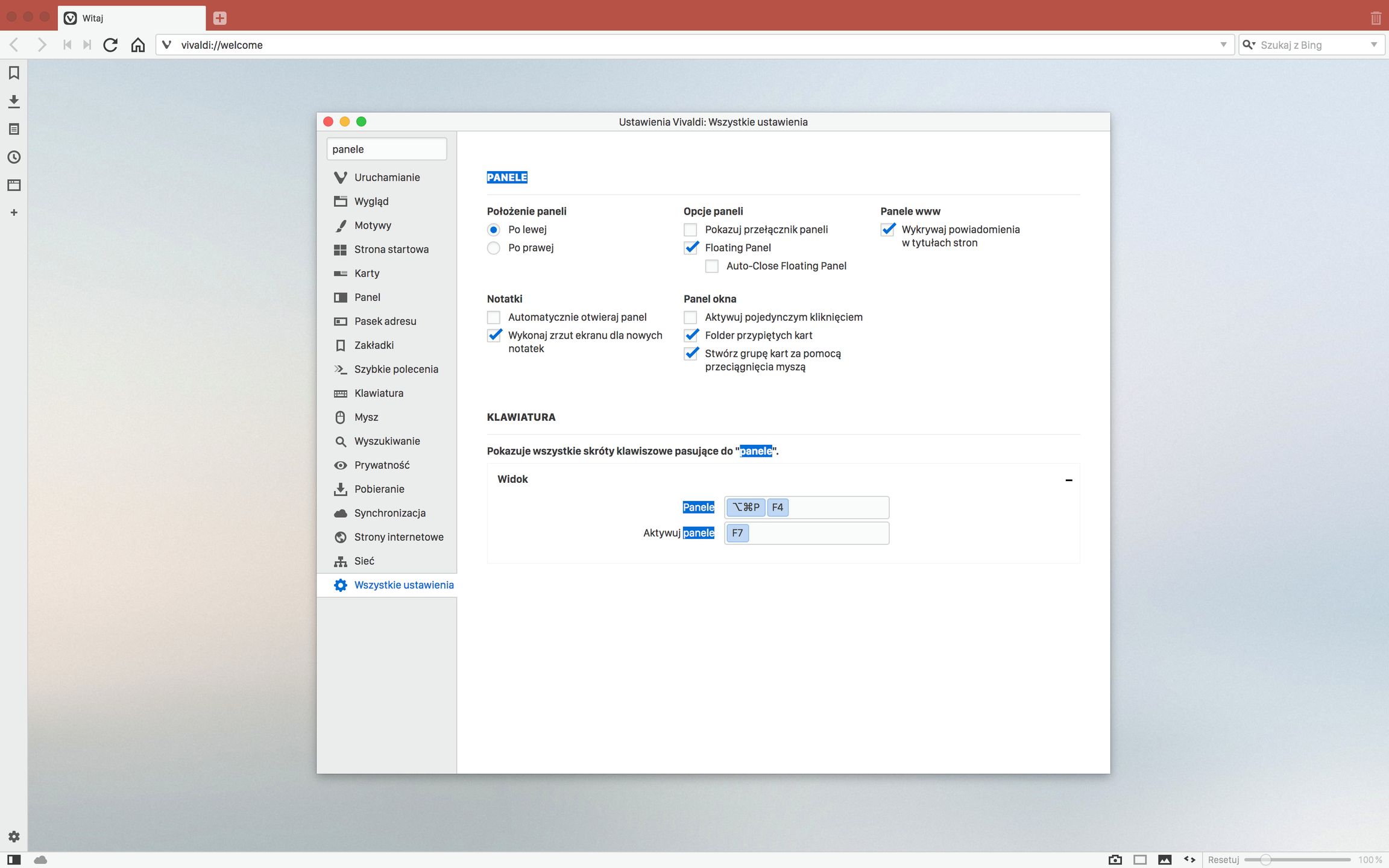 Pływające panele włączyć można z poziomu ustawień.