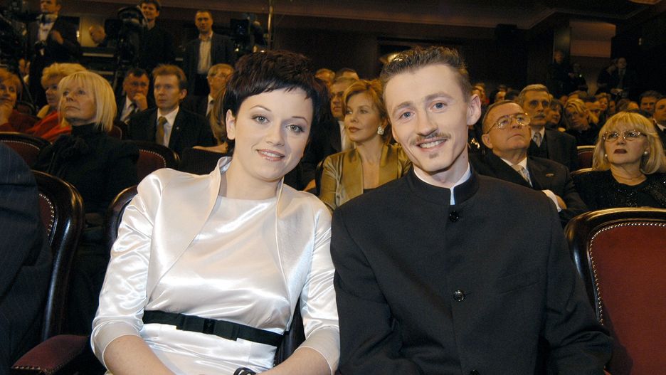 Iza i Adam Małysz podczas rozdania Wiktorów w 2004 roku