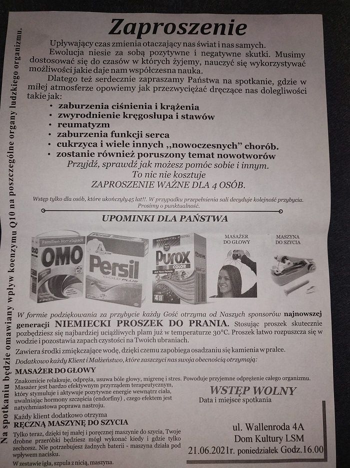 Zdjęcie ulotki z zaproszeniem na pokaz w Domu Kultury LSM