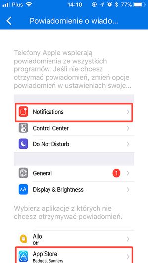 Systemowe powiadomienia w iOS