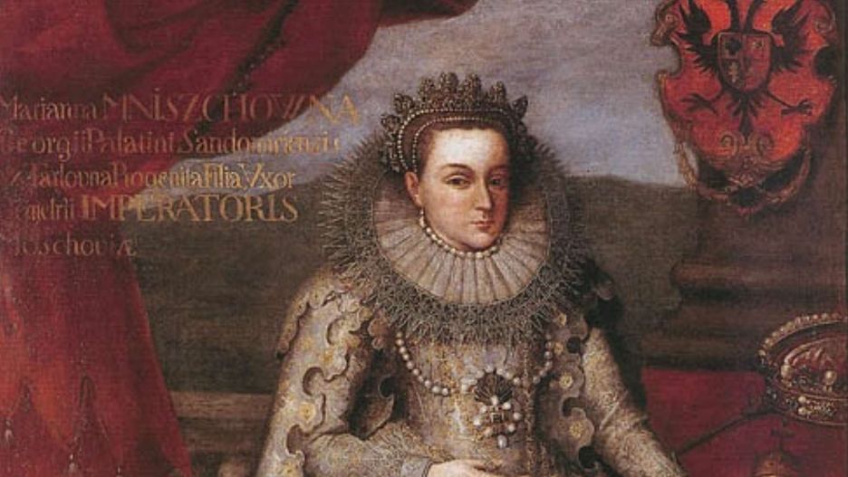 Maryna Mniszchówna w stroju koronacyjnym, obraz Szymona Boguszewicza, fot. domena publiczna/Wikipedia