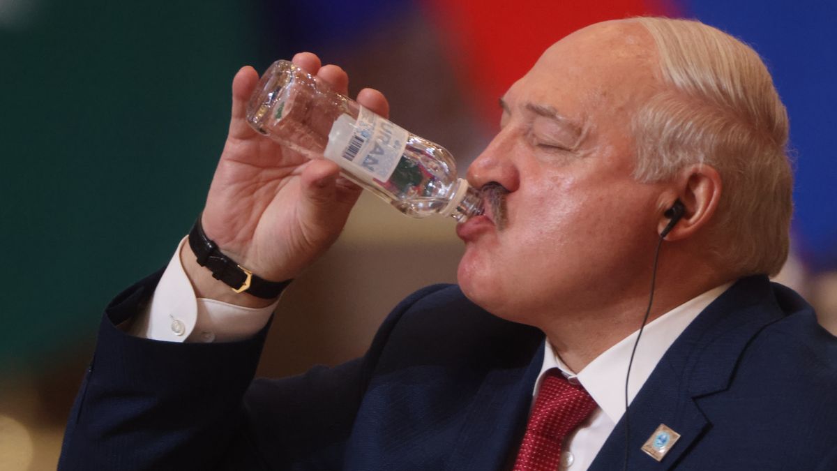 ASTANA, KAZAKHSTAN - JULY 4: (RUSSIA OUT) Belarussian President Alexander Lukashenko drinks water during the plenary session of the SCO Summit on July 4, 2024 in Astana, Kazakhstan.The 24th Extended Summit of Shanghai Cooperation Organization (SCO) gathered leaders and representatives of China, Turkey, India, Belarus, Russia, Kazakhstan, Kyrgyzstan, Mongolia, Uzbekistan,Tajikistan, Pakistan, Azerbaijan, Iran, Quatar, Turmenistan, UAE, UN, CIS and SCTO. (Photo by Contributor/Getty Images)