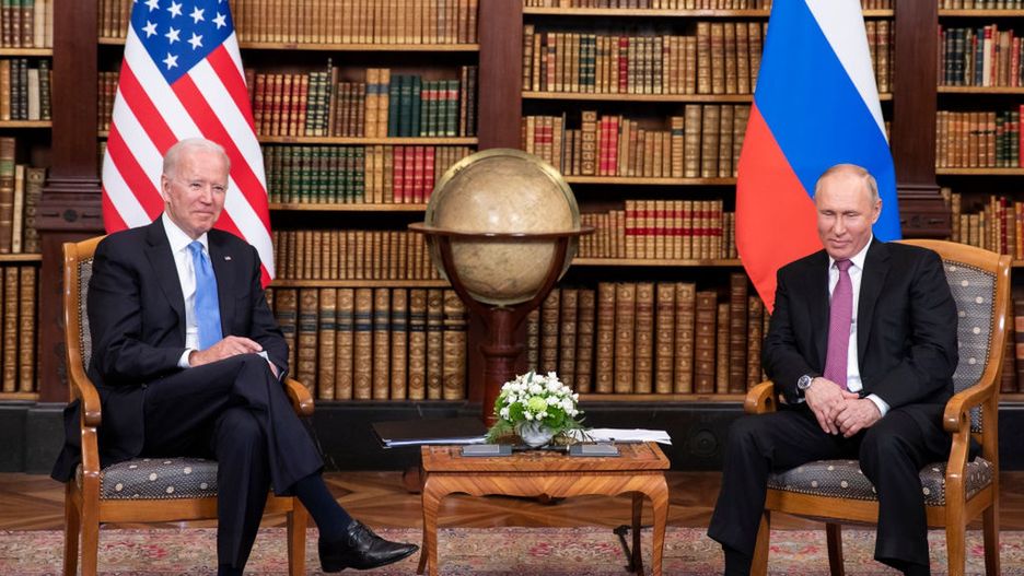 US-Russia Summit 2021 In GenevaGENEVA, SWITZERLAND - JUNE 16: U.S. president Joe Biden (L) and Russian President Vladimir Putin meet during the U.S.-Russia summit at Villa La Grange on June 16, 2021 in Geneva, Switzerland. Biden is meeting his Russian counterpart, Putin, for the first time as president in Geneva, Switzerland. (Photo by Peter Klaunzer - Pool/Keystone via Getty Images)Poolbestof, topix