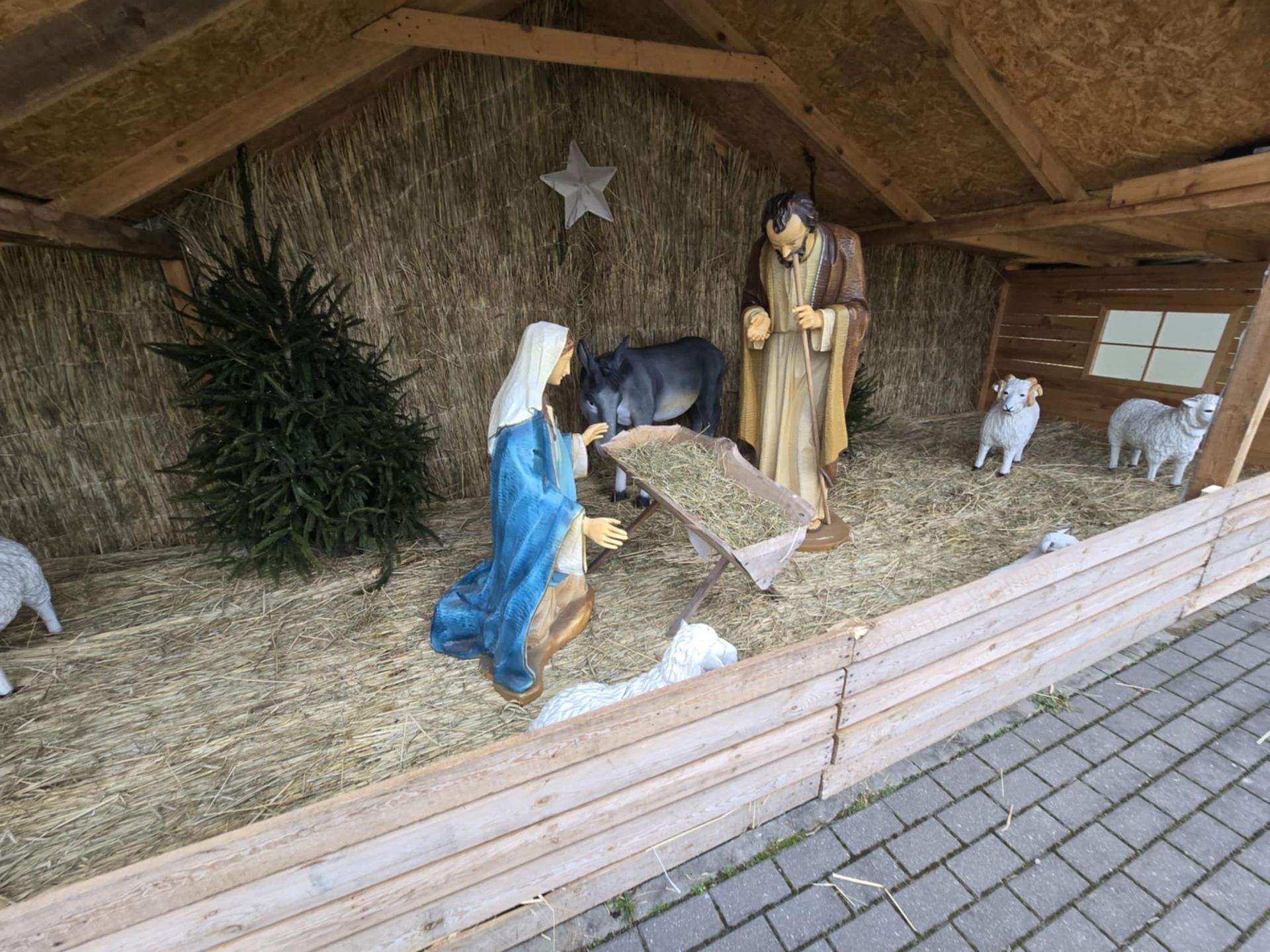 Skromna szopka przy kościele nadzorowanym przez o. Rydzyka