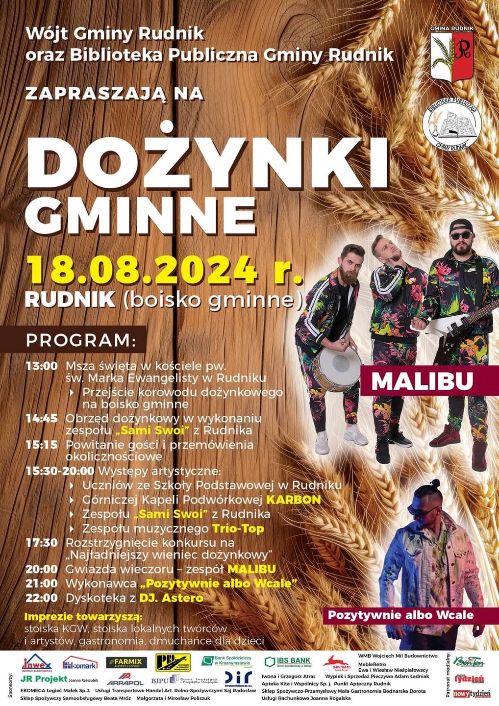 Dożynki w Rudniku 2024 - plakat, program wydarzenia
