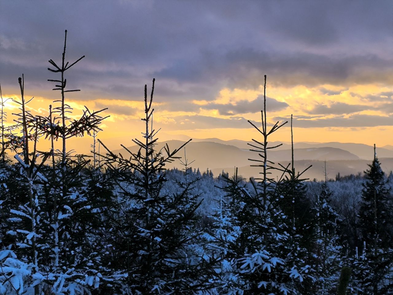 Zachód słońca na Klimczok i Szyndzielnia