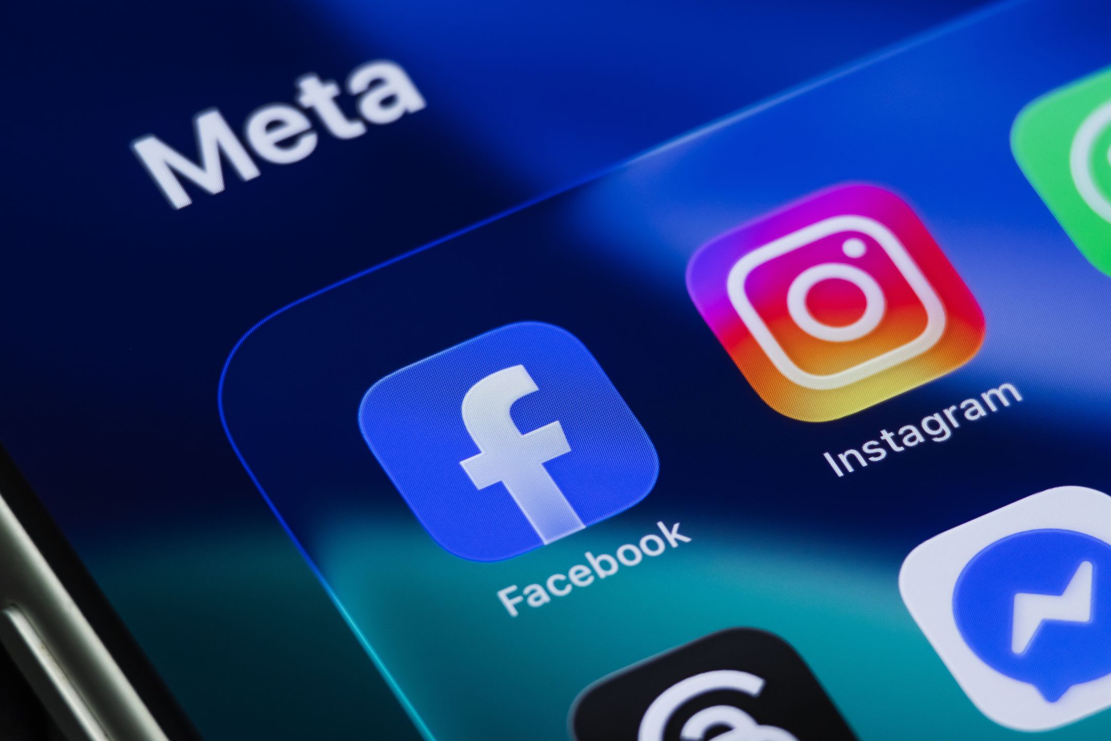SHENZHEN, CHINA - AUGUST 30: In this photo illustration, the Meta name and Facebook and Instagram app icons are displayed prominently on smartphone screens on August 30, 2026, in Shenzhen, Guangdong Province, China. Meta Platforms Inc. has agreed to pay up to $18 billion and introduce sweeping youth safety measures on Facebook and Instagram to settle claims by U.S. states alleging that the platforms were designed to addict young users and exposed children to harmful content. (Photo Illustration by Cheng Xin/Getty Images)
