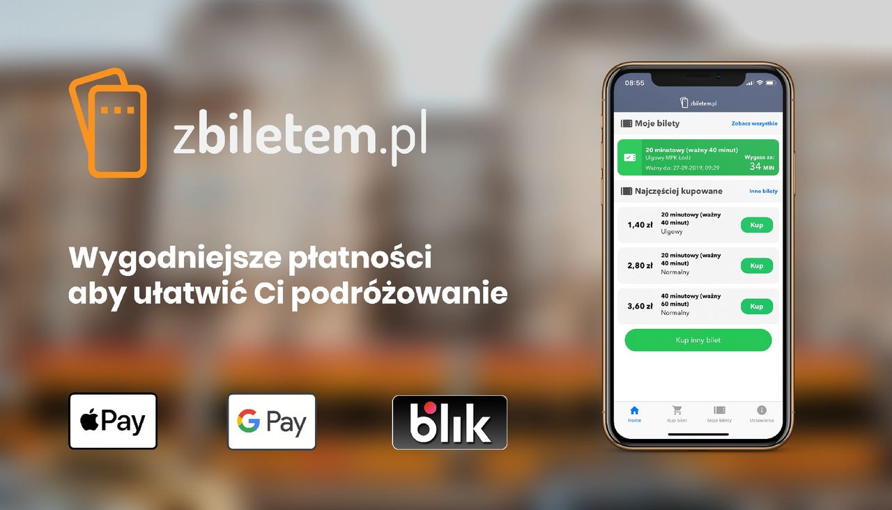 Bilet na autobus w aplikacji mobilnej