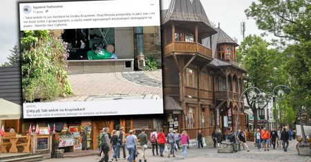 Przykry widok na Krupówkach. Mężczyzna zasnął w witrynie sklepu