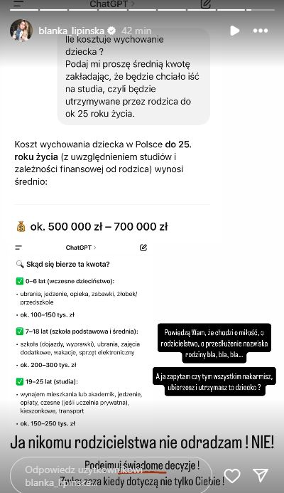 InstaStories Blanki Lipińskiej