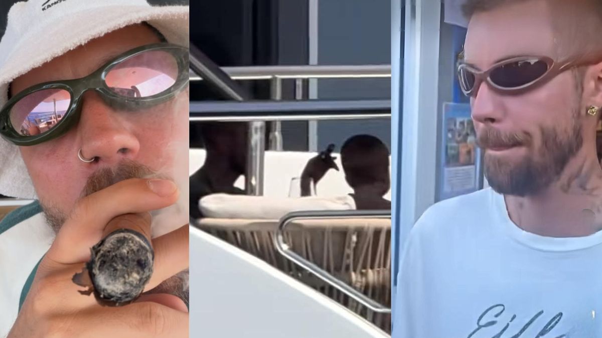 Justin Bieber pali przy swoim synku