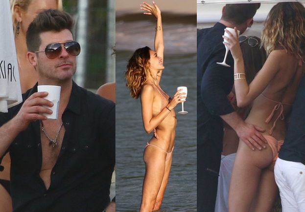 Robin Thicke bawi się na plaży ze swoją młodą dziewczyną (ZDJĘCIA)