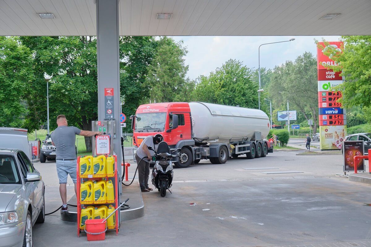 Protest kierowców na stacji paliw Orlen przy ul. Głębokiej w Lublinie