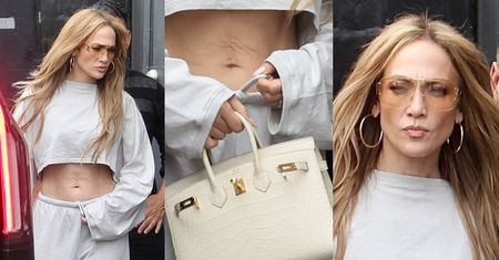 Naburmuszona Jennifer Lopez odsłania umięśniony brzuch w kusej bluzce. W dłoni dzierżyła torebkę za PÓŁ MILIONA ZŁOTYCH (ZDJĘCIA)