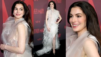 Anne Hathaway bryluje na premierze w PRZEŚWITUJĄCEJ kreacji, prezentując gładkie lico (ZDJĘCIA)